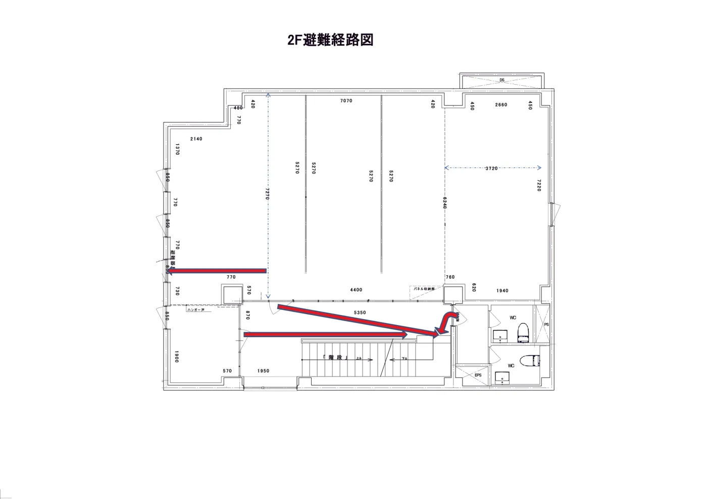 2F Multipurpose Hall — Evacuation route
